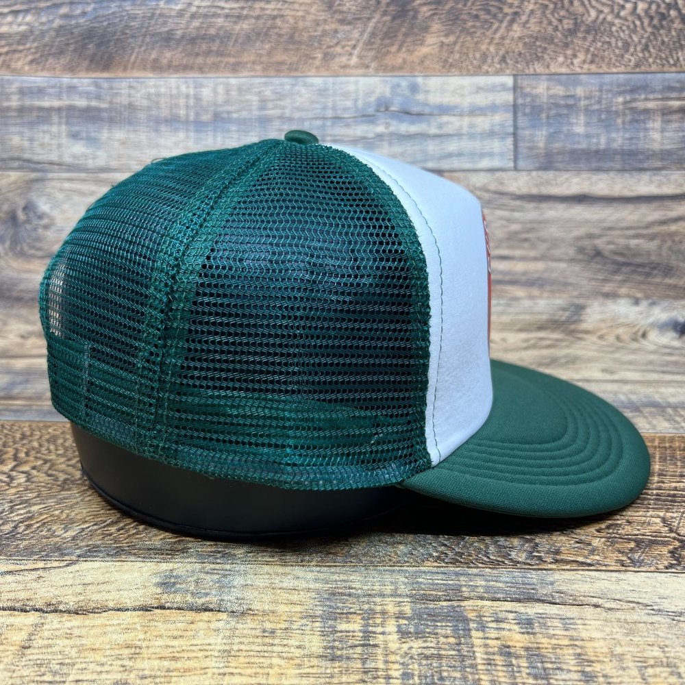 Retro Bob Marley Mens Trucker Hat Green Snapback Tribute To Freedom Restaurant - Picture 4 of 7